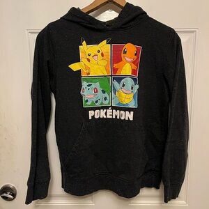 Pokemon Black Hoodie with Pikachu, Charmander, Bulbasaur, and Squirtle